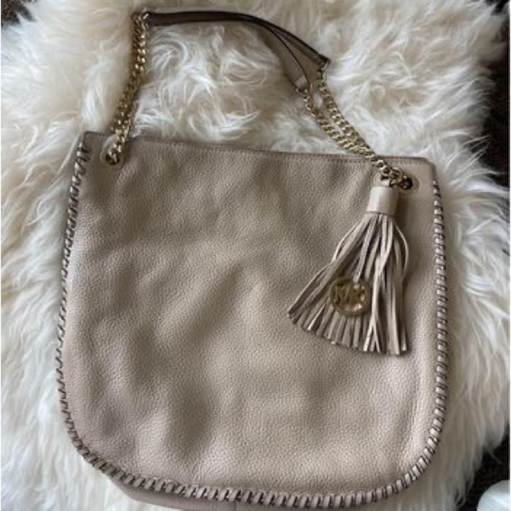 Michael Kors Nude Hobo Whipstitched Tassel bag